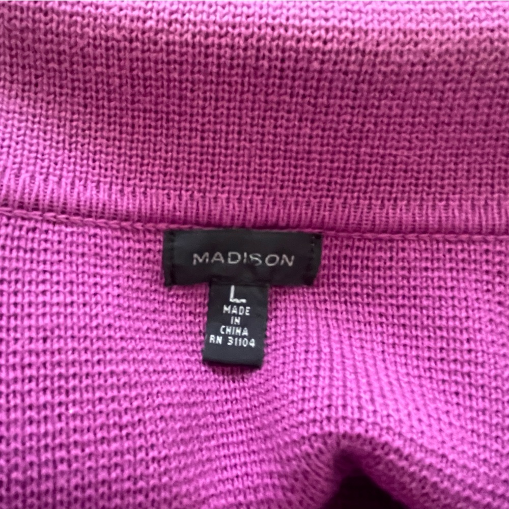 Madison Orchid Purple Cotton Knit Cardigan Sweater L - Picture 5 of 5